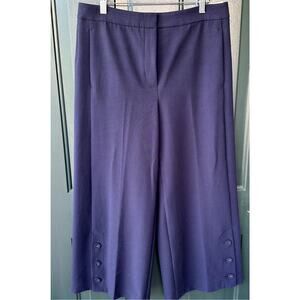 NWT Ann Taylor Sz 8 THE MARINA Blue Nautical Sailor Cropped Wide Leg Pants